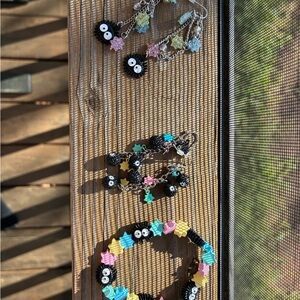 Studio Ghibli Spirited Away Star & Soot Sprite Charm Bracelet and Earrings Set